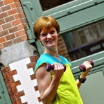 Lorna with dumbbells