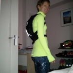 Lorna wearing running backpack