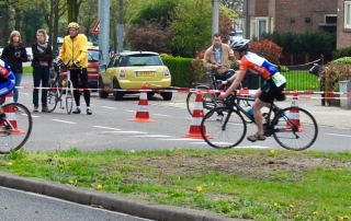 Lorna with her triathlon team cycling