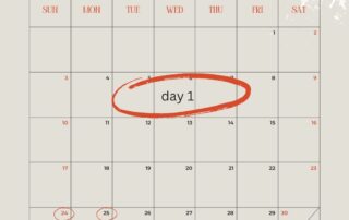 Calendar cycling a date as day 1 of the menstrual cycle